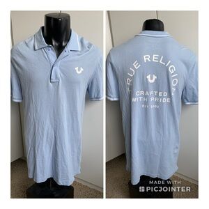 True Religion medium blue Tipping polo shirt